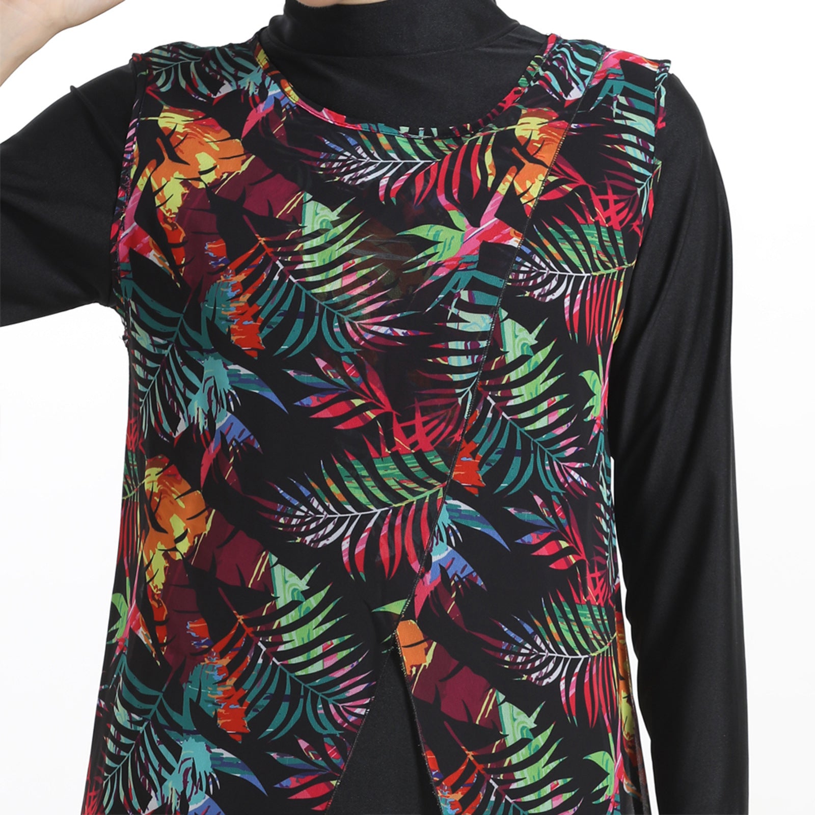 Colorful Broken Flowers 3PCS Sports Swimwear Burkini