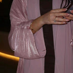 Wrinkled Cuffs Shiny Silk Abaya
