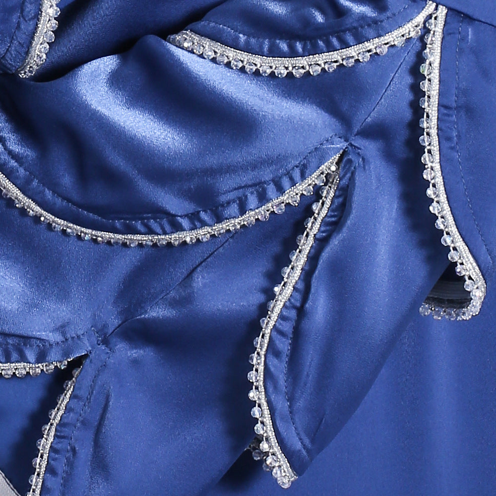 Fish Tail Three-layer Sleeve Bright Dress