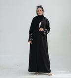 Bow Embroidery Kimono Open Abaya with Hijab