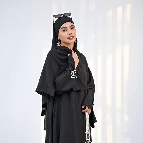 Fashion Jacquard Bow Dress with Hijab