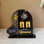 3D Golden Moon Ramadan Table Ornament Black + Gold