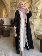 Luxury Floral Lace Open Front Abaya