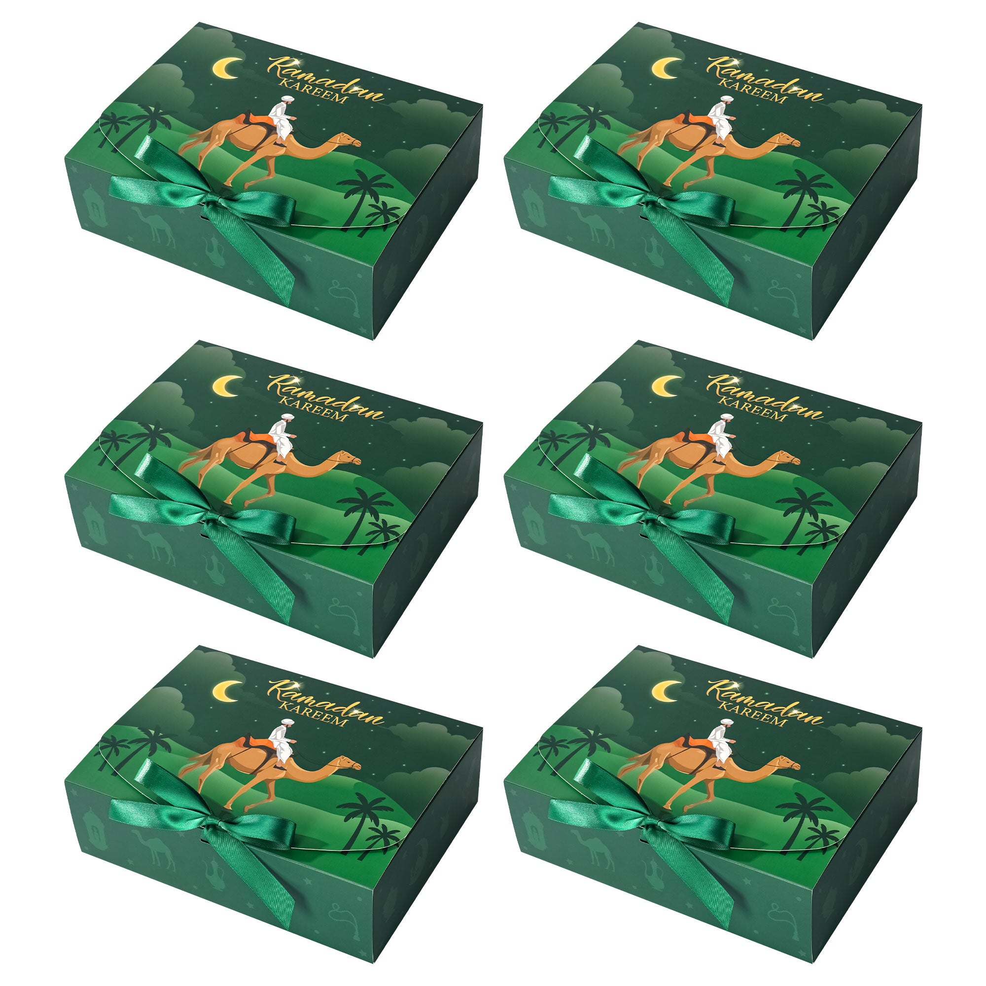 Ramadan Flip Gift Boxes 10 Pcs Green Camel
