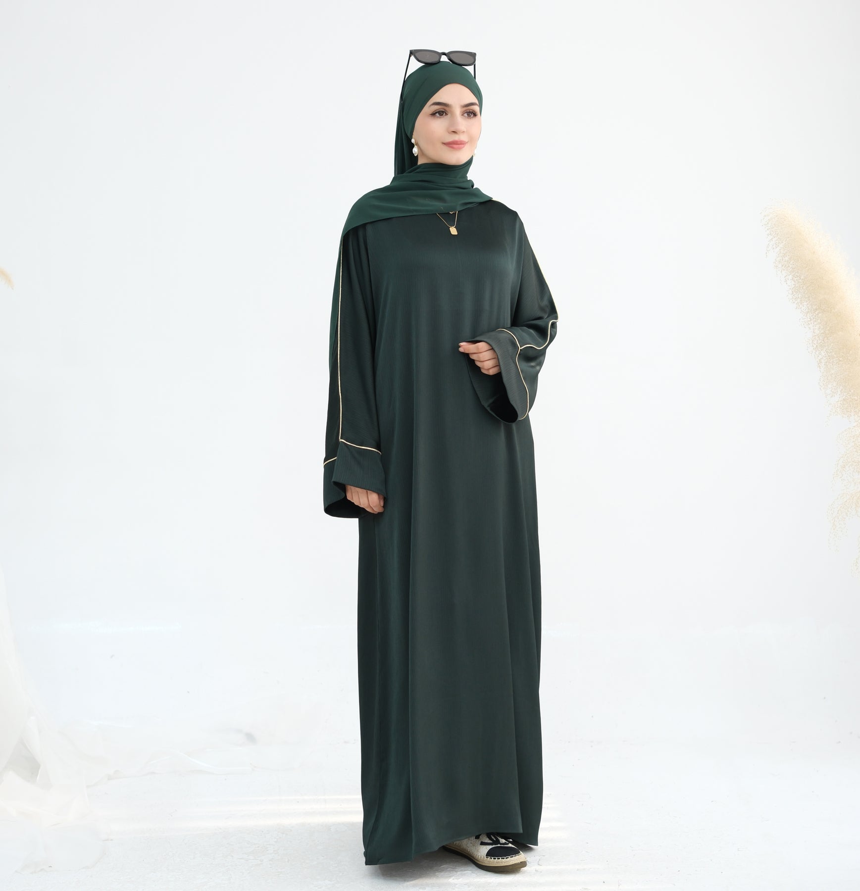 Wrinkle Satin Abaya Dress