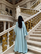 Elegant Butterfly Satin Open Abaya Dress