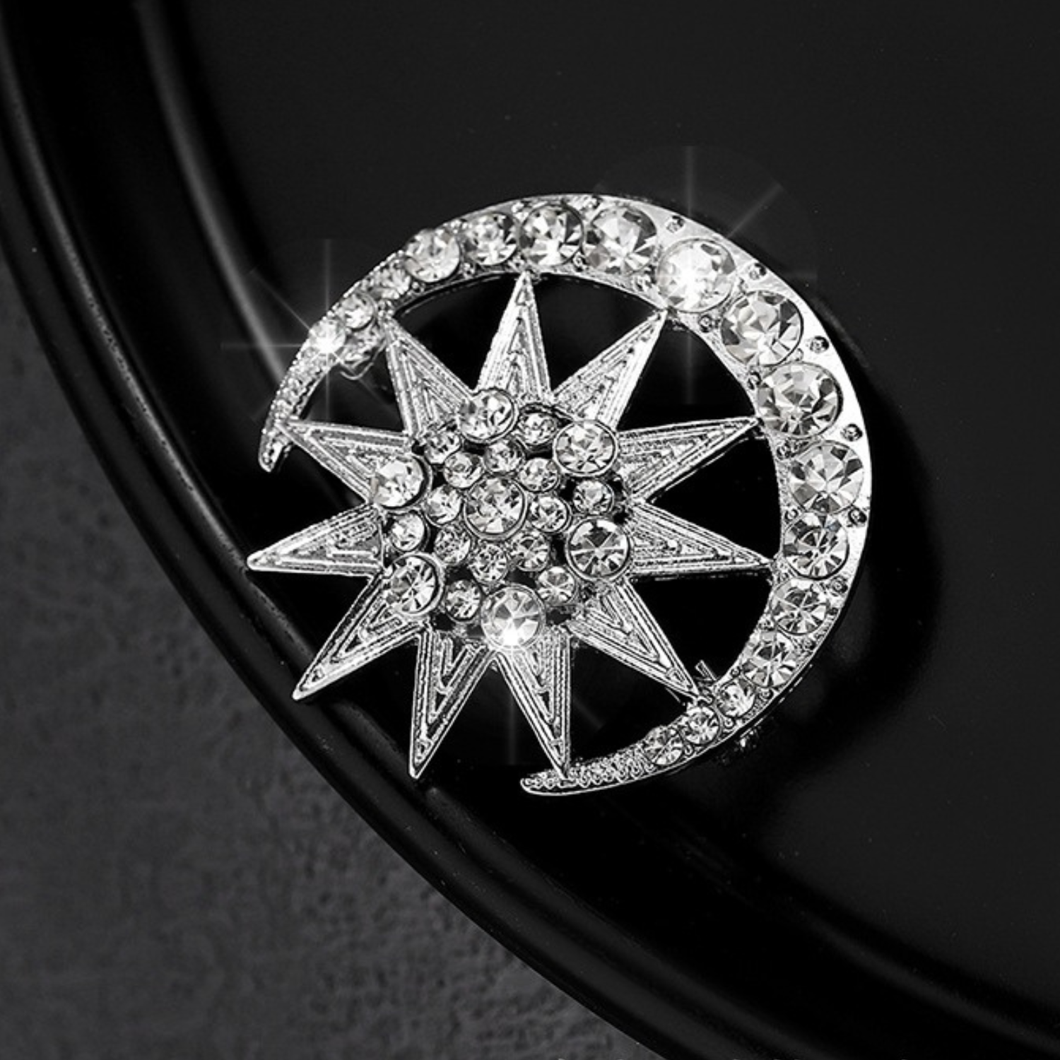 Star & Moon Alloy Brooch