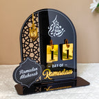 3D Golden Moon Ramadan Table Ornament Black + Gold