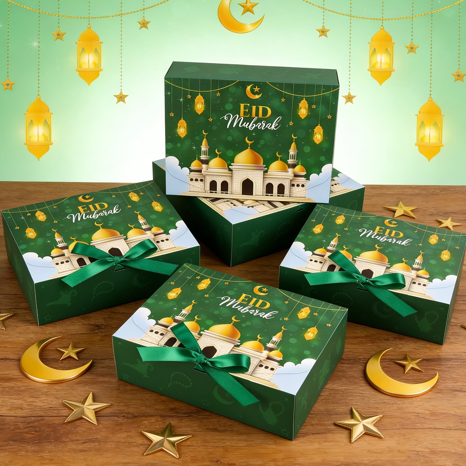 Ramadan Flip Gift Box 10 Pcs Green Castle