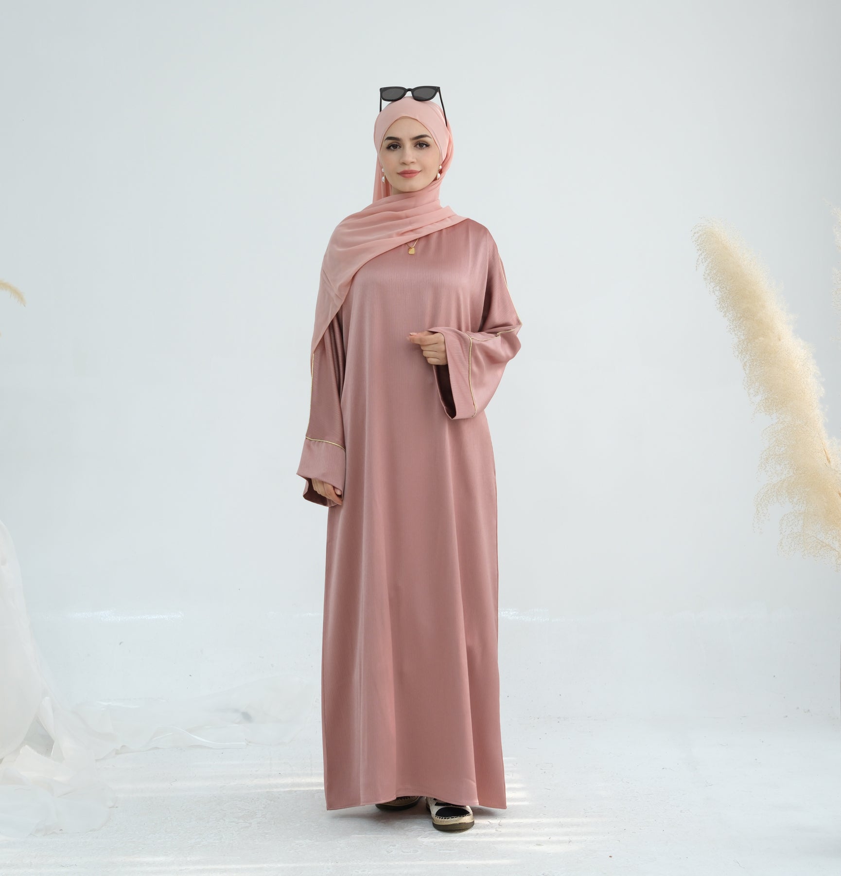 Wrinkle Satin Abaya Dress