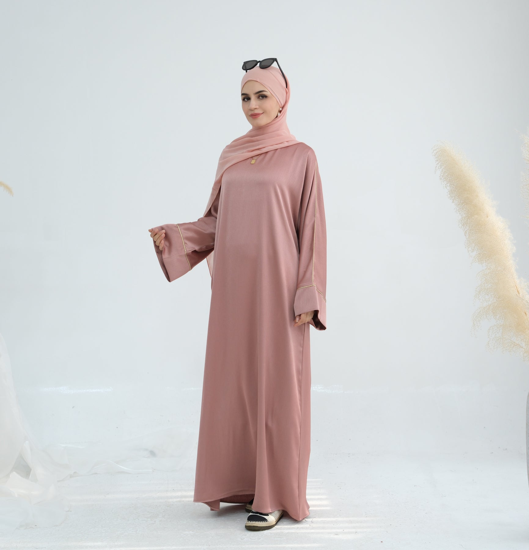 Wrinkle Satin Abaya Dress