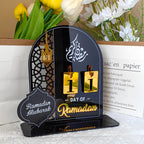 3D Golden Moon Ramadan Table Ornament Black + Gold