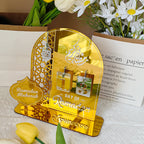 3D Golden Moon Ramadan Table Ornament Gold + Silver