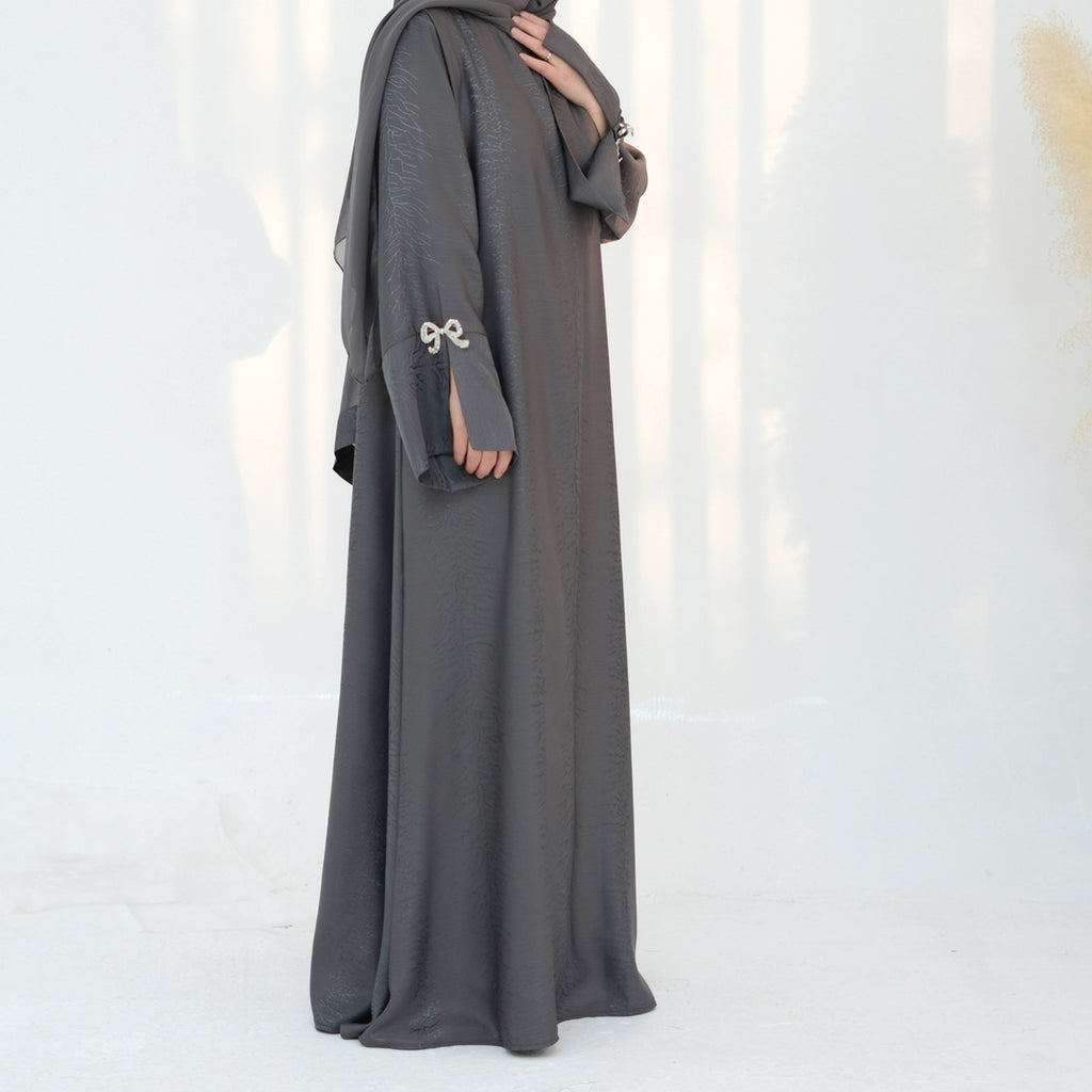Fashion Jacquard Bow Dress with Hijab