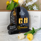 3D Golden Moon Ramadan Table Ornament Black + Gold