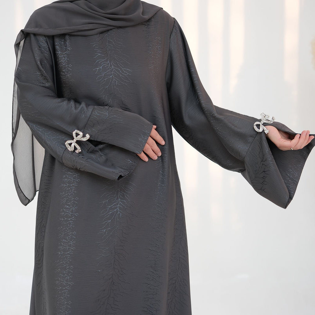 Fashion Jacquard Bow Dress with Hijab