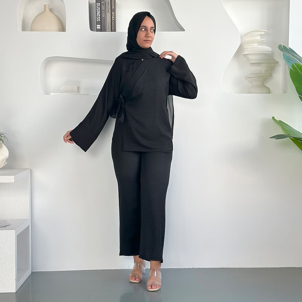 2pc Set Modest Solid Color Abaya