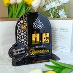 3D Golden Moon Ramadan Table Ornament Black + Gold