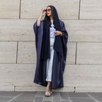 Bright Satin Solid Color Bat Sleeves Open Abaya