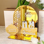 3D Golden Moon Ramadan Table Ornament Gold + Silver
