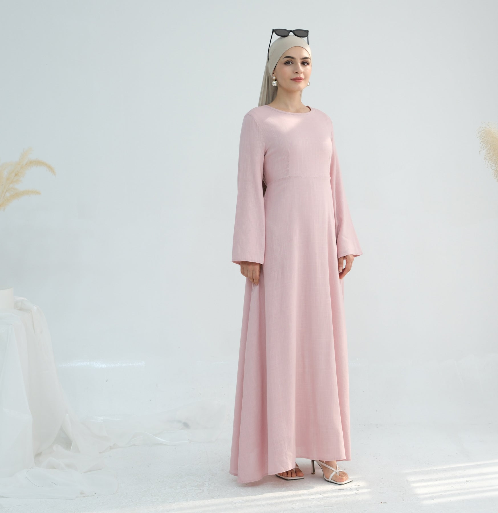 2pcs Solid Color Muslim Ramadan Maxi Dress