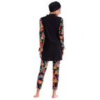Stylish Tropical Print Modest Swimsuit Set