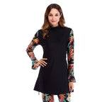 Stylish Tropical Print Modest Swimsuit Set