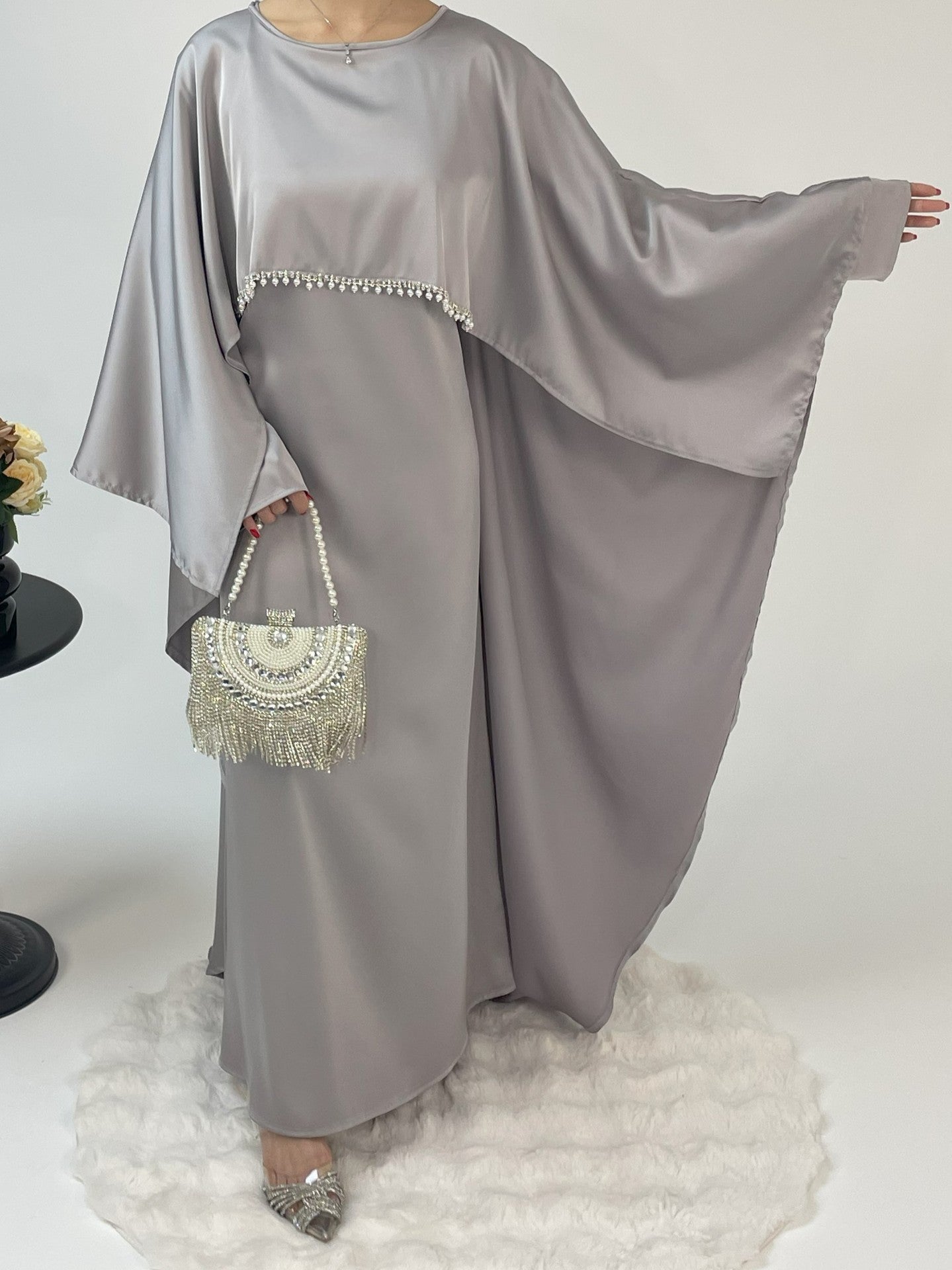 Satin Cape Elegant Abayas