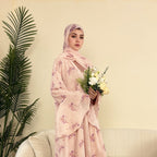 Elegant Flower Chiffon Open Abaya