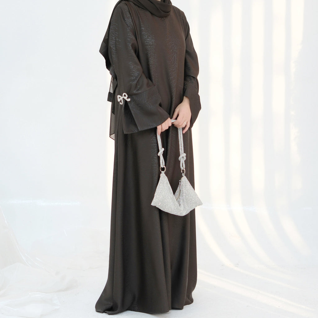 Fashion Jacquard Bow Dress with Hijab