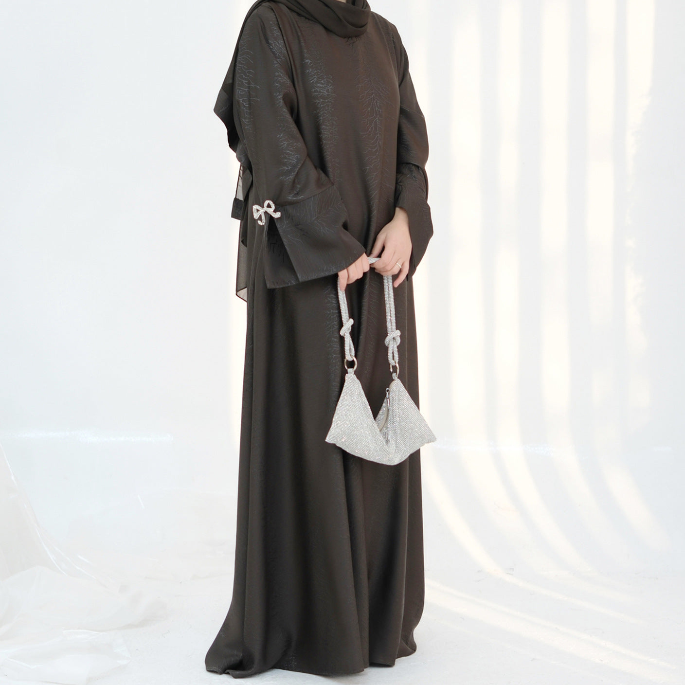Fashion Jacquard Bow Dress with Hijab