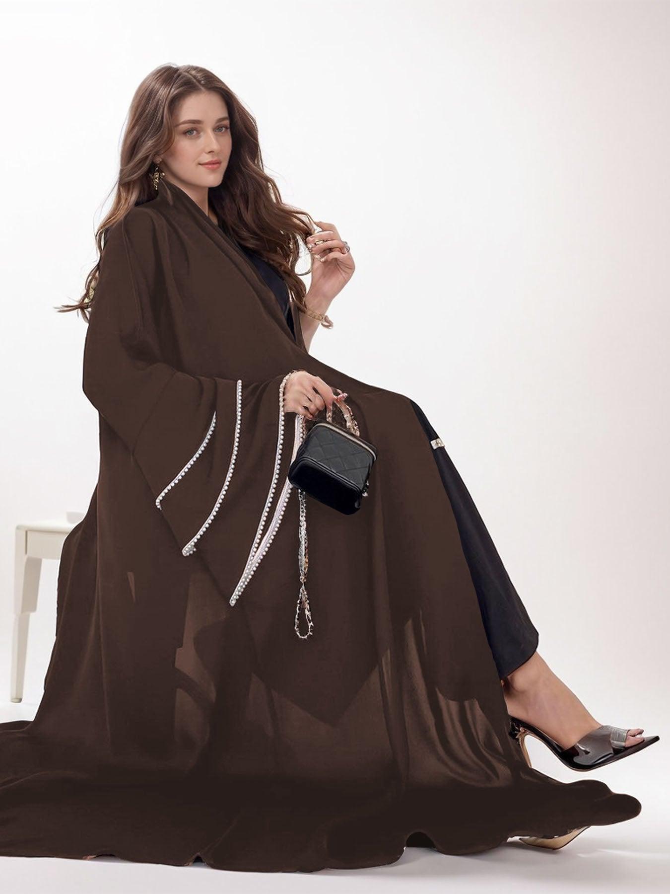 Elegant Abaya with Embellished Sleeves