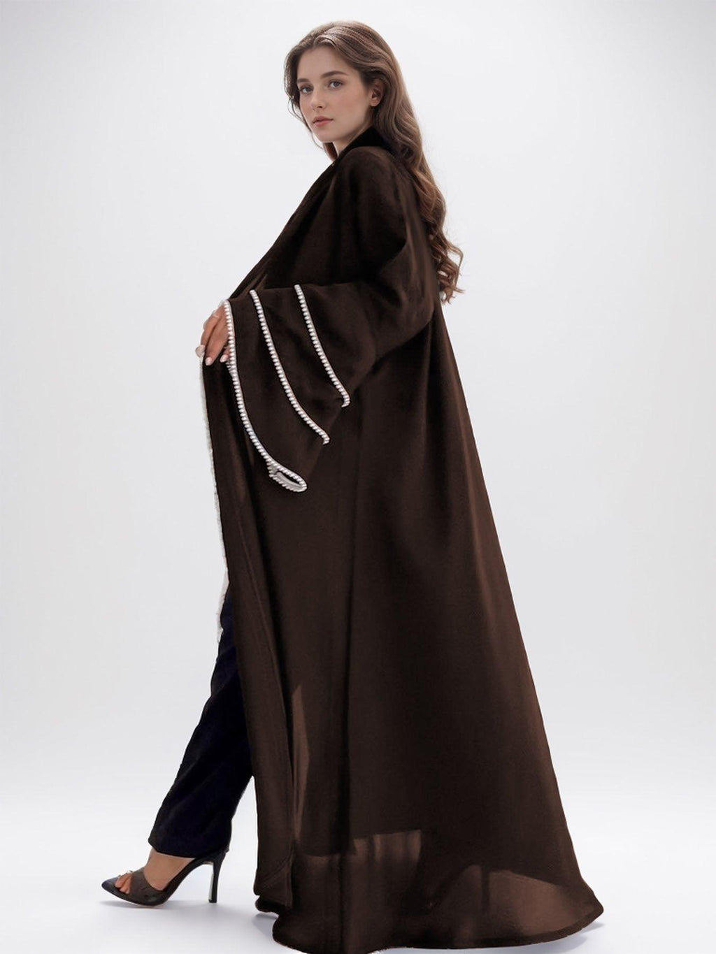 Elegant Abaya with Embellished Sleeves