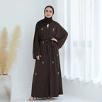 Solid Color Beaded Cardigan Abaya