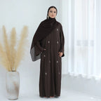 Solid Color Beaded Cardigan Abaya