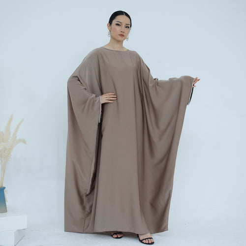 Fashion Satin  Butterfly Abaya