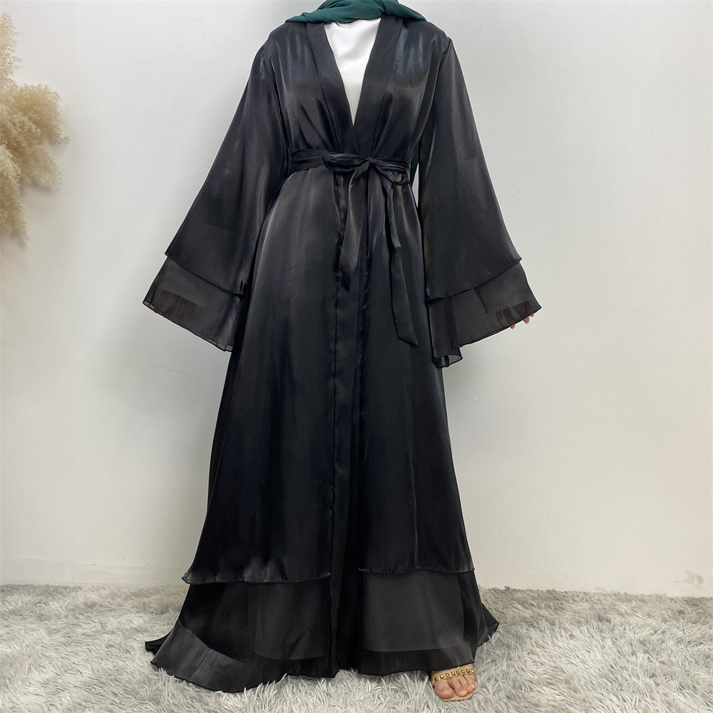 Shiny Satin Cardigan Abaya