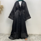 Shiny Satin Cardigan Abaya