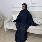 Jacquard Waist-Tied Dress Abaya with Hijab