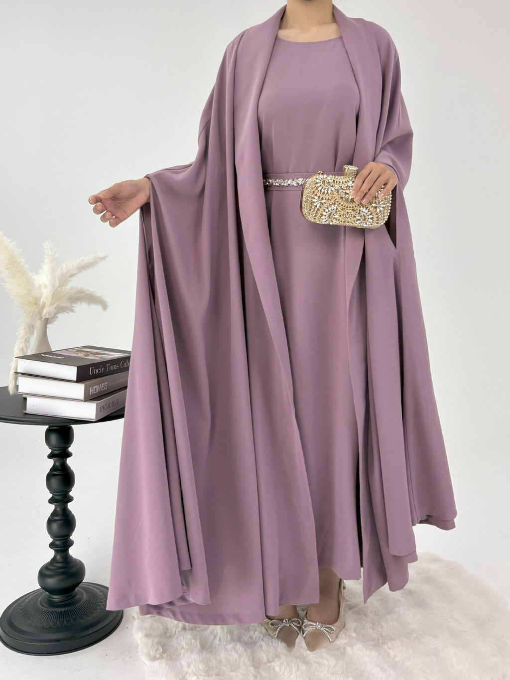 Purple Two Piece Set Abaya