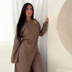 Solid Color Fashion Two-Piece Abaya