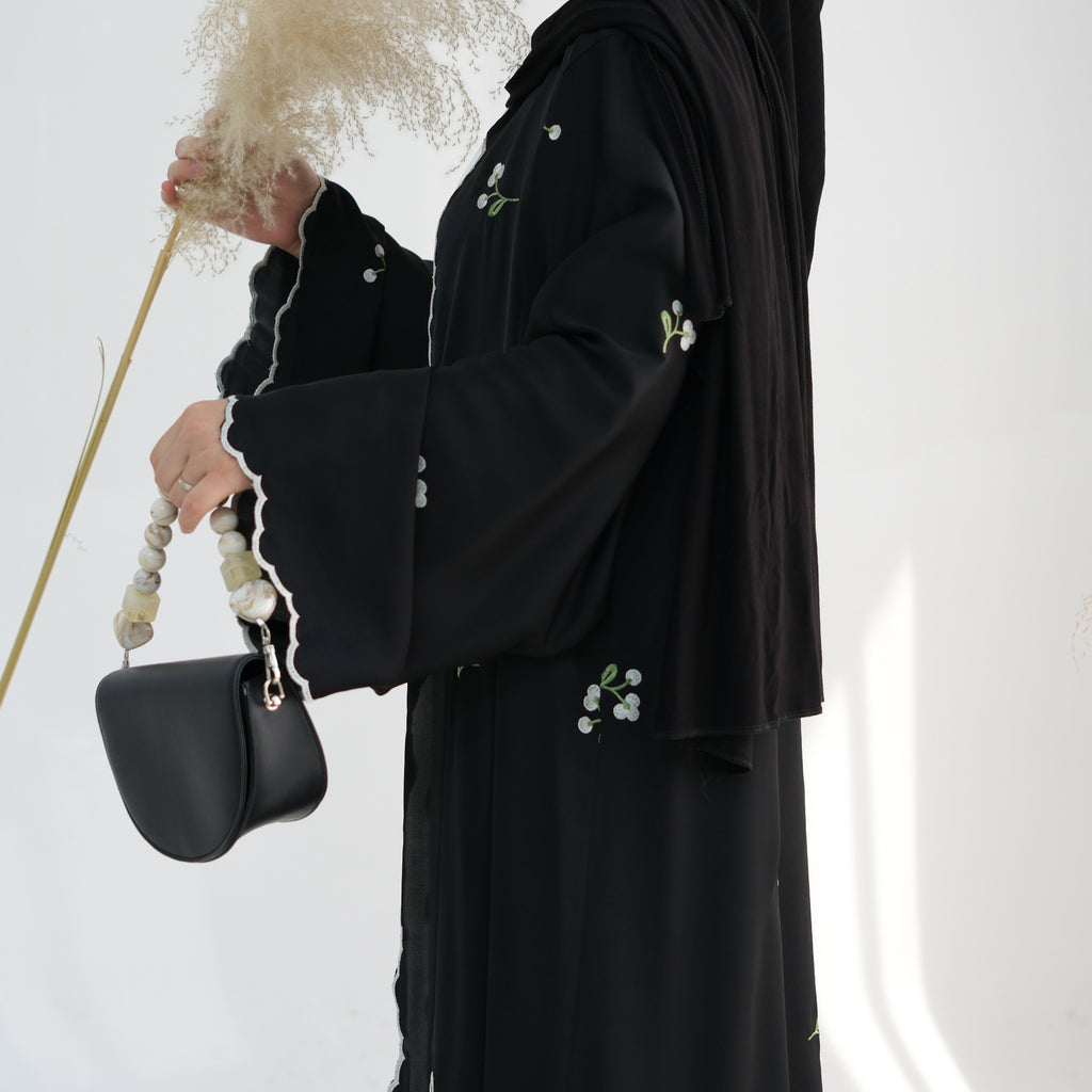 Flower Embroidery Elegant Lace Abaya