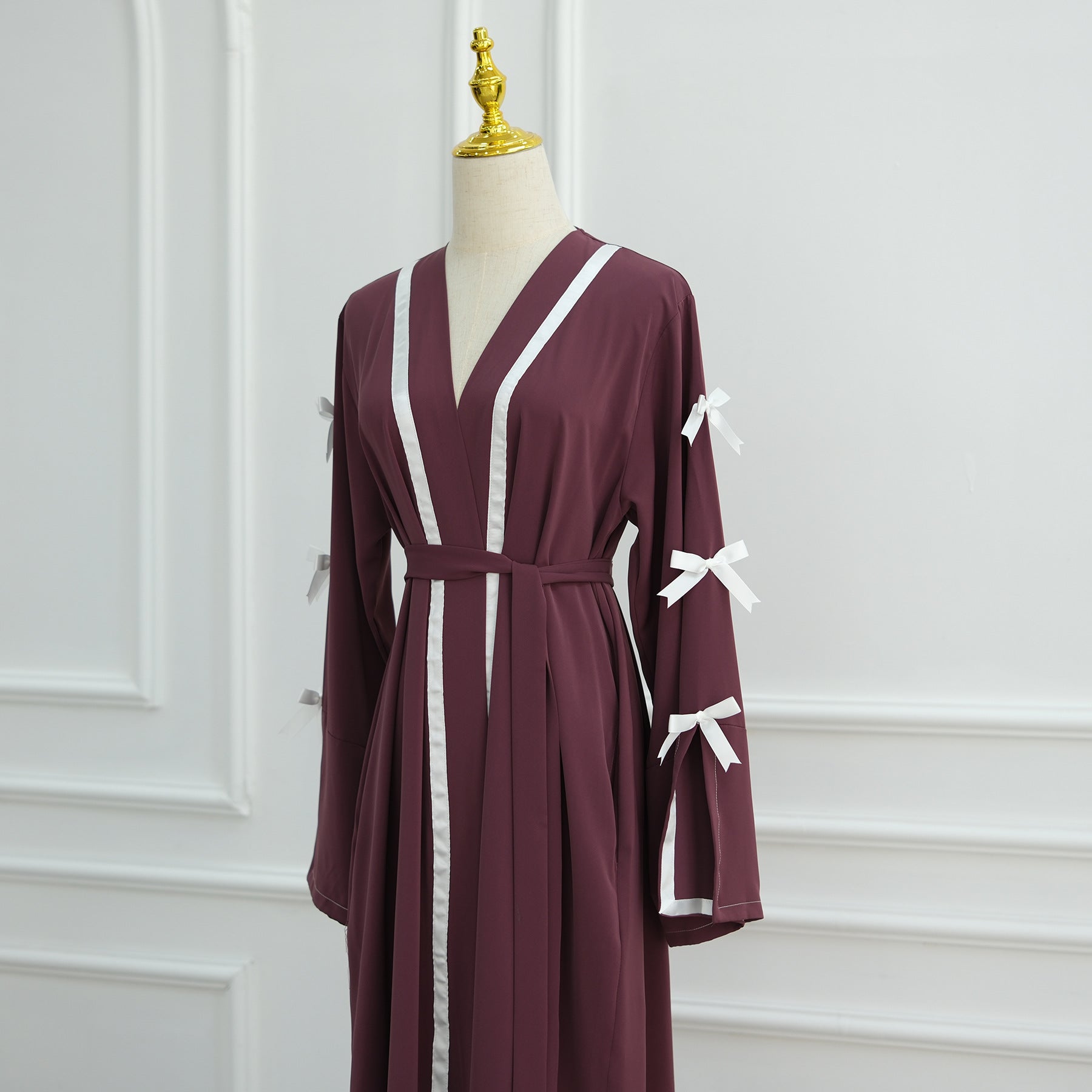 Modest Open Kimono Style with Bowknots