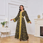Dark Gold Print Abayas