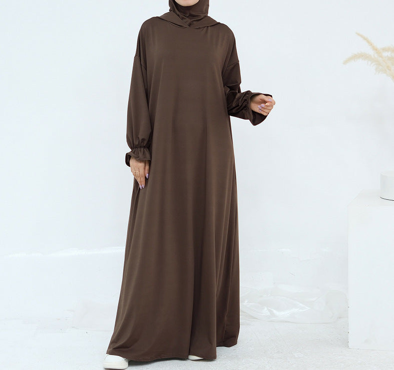 Solid Color Hooded Abaya