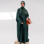 Jacquard Waist-Tied Dress Abaya with Hijab