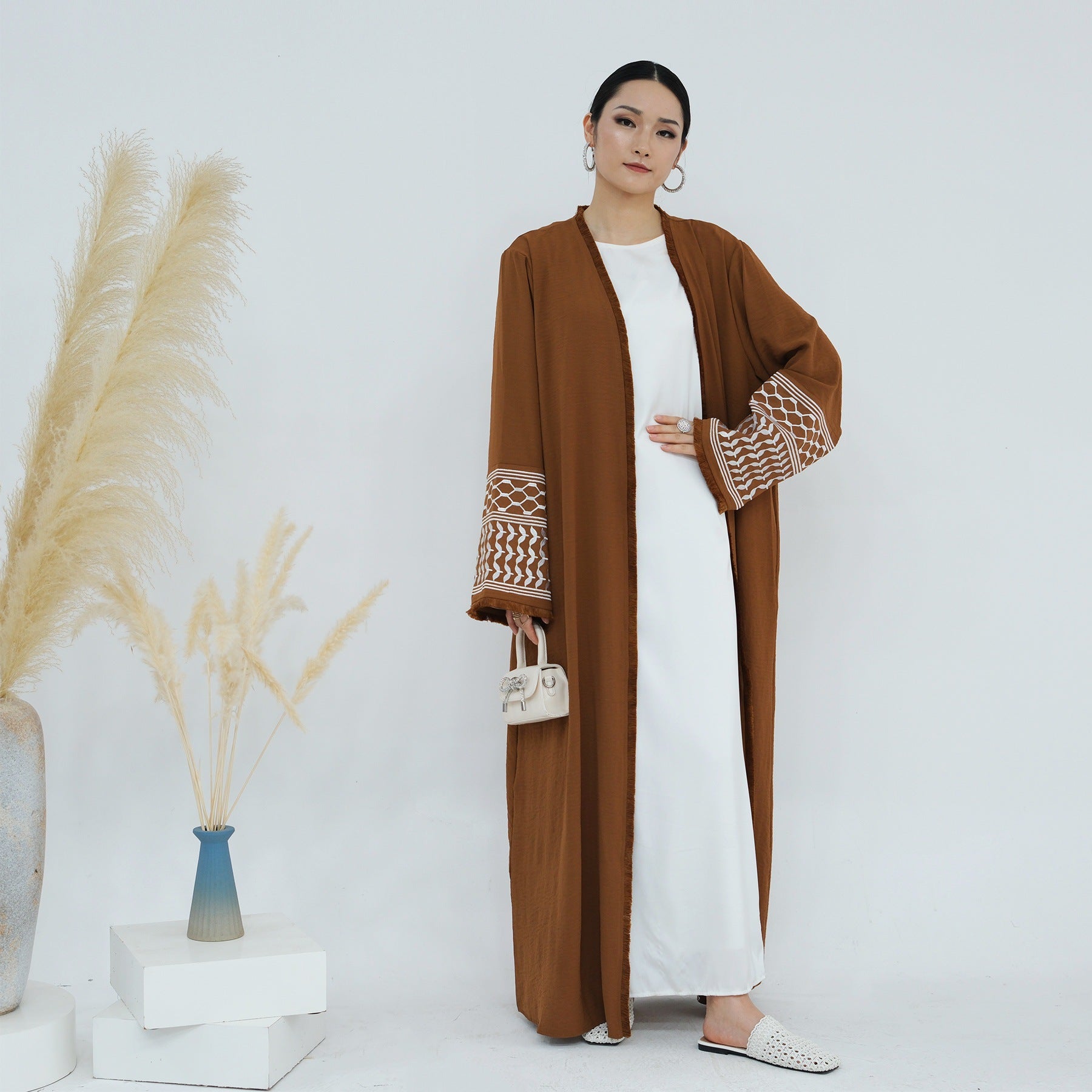 Cotton Embroidery Tassel Abaya