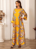 Floral Print Long Sleeve Kaftan