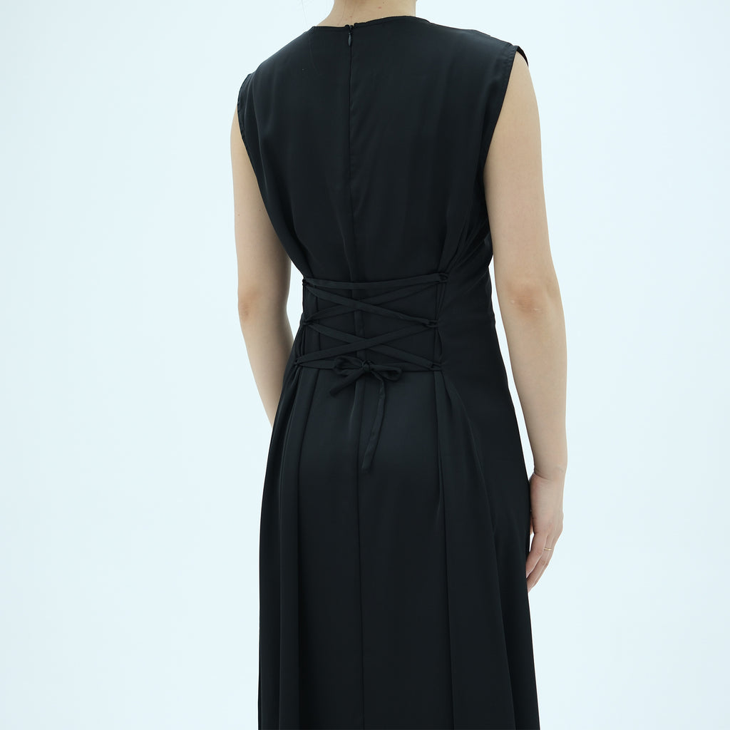 Sleeveless Dress with Back Waist Belt