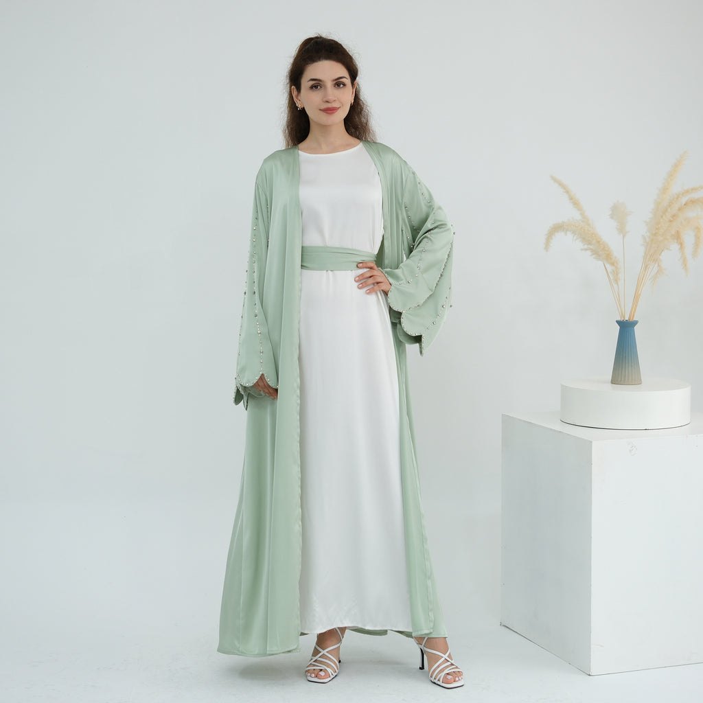Luxurious Hand-embroidered Beaded Open-front Abaya